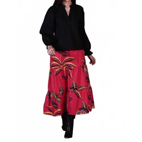 NEW MAUDE VIVANTE floral blaze ada skirt in red - Picture 1 of 3